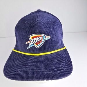 OKC Thunder Oklahoma City Corduroy Snap Back Embroidered Logo Hat- Dark Blue